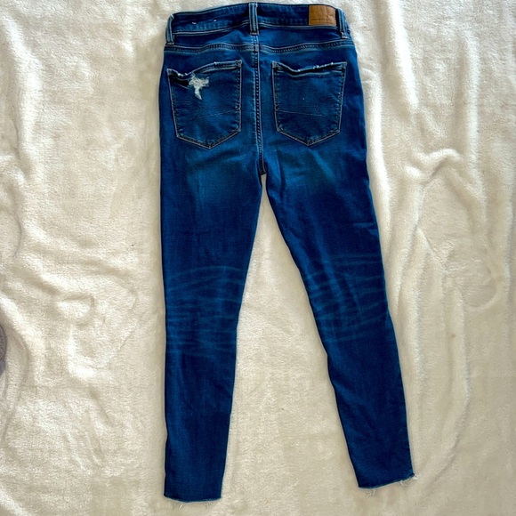 American Eagle Next Level Stretch High Hi -Rise Jeggings Jeans 4 Short Dark Wash - Picture 3 of 4